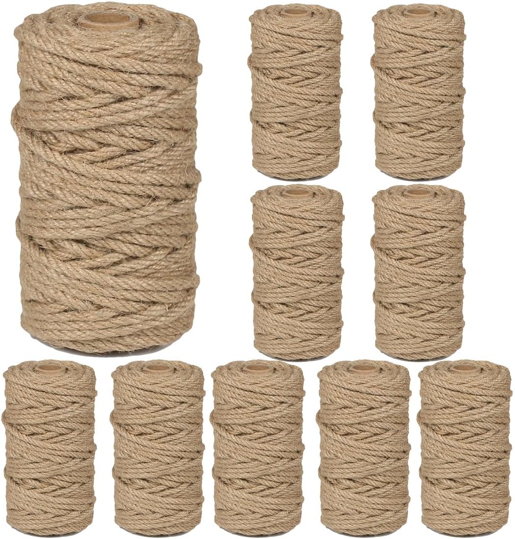 10Pcs 4mm Natural Jute Twine Rope for Craft Projects and More