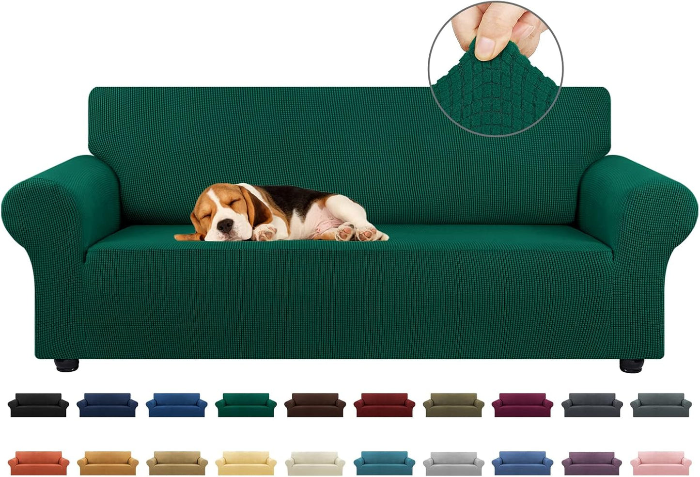 KEKUOU Stretch Sofa Cover Slipcover for 3 Cushion Couch