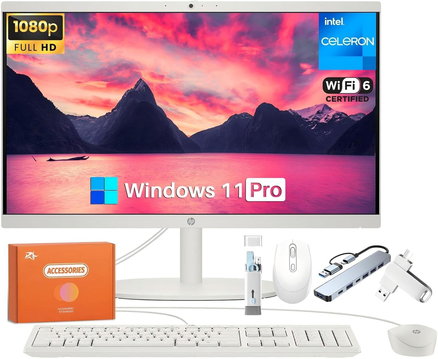 HP All in One Desktop Computer for Home with 21.5 inch FHD