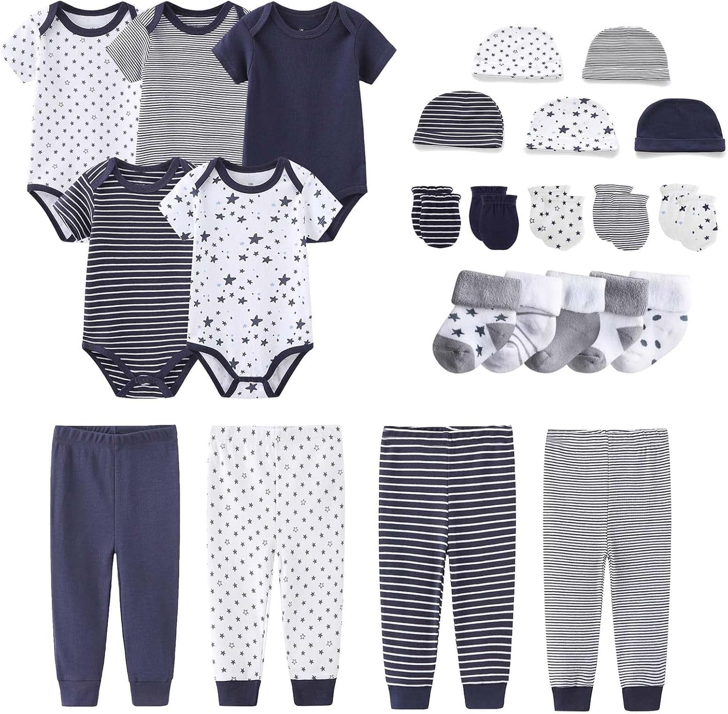 Newborn Layette Gift Set 24 Piece Cotton Essentials for Babies