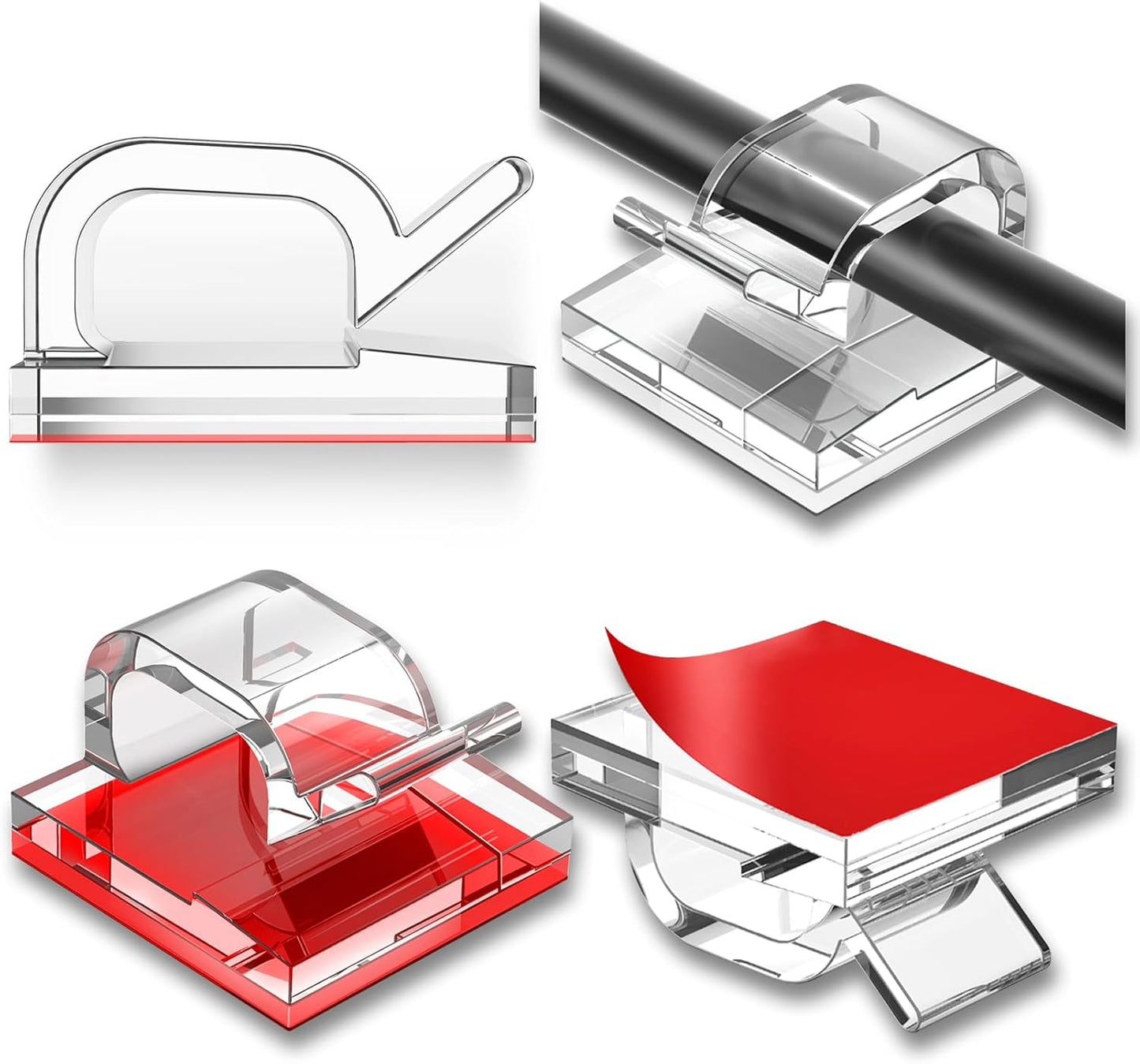 Organize Cables Effortlessly with 100 Pcs Adhesive Clips