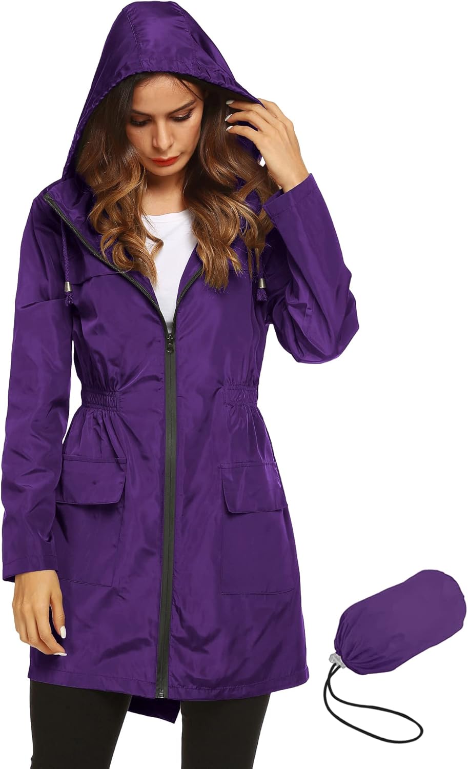 Lomon Women Waterproof Lightweight Rain Jacket for Outdoor Use