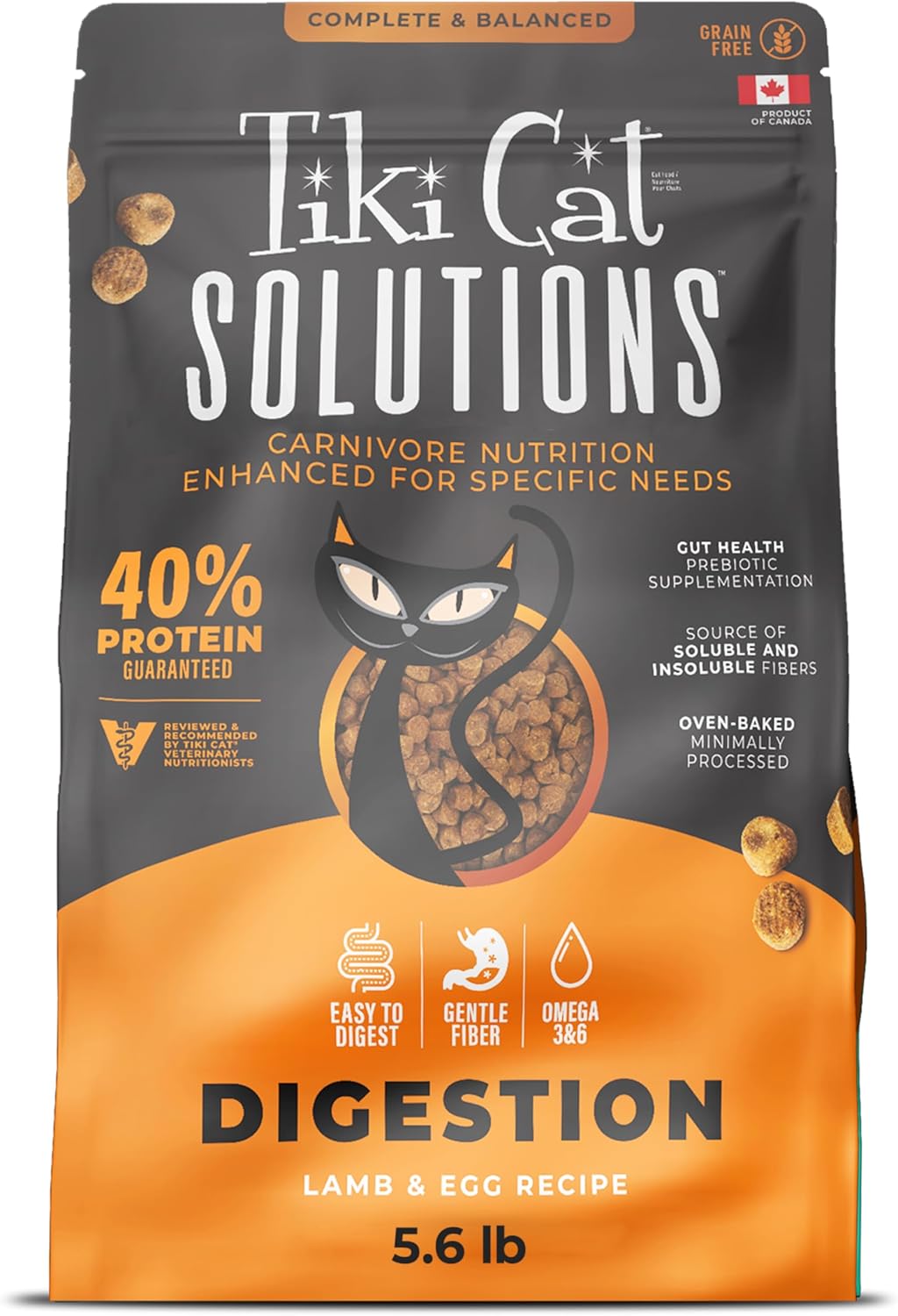 Tiki Cat Solutions Dry Cat Food for Digestion with Lamb & Egg