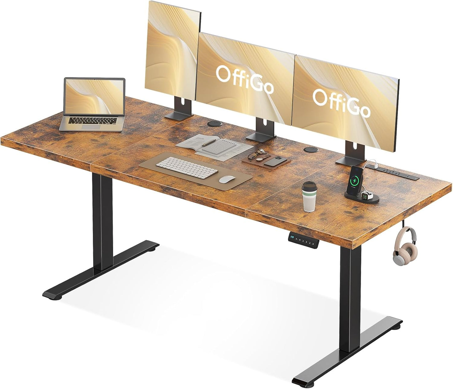 Height Adjustable Electric Standing Desk with Power Outlets - OffiGo