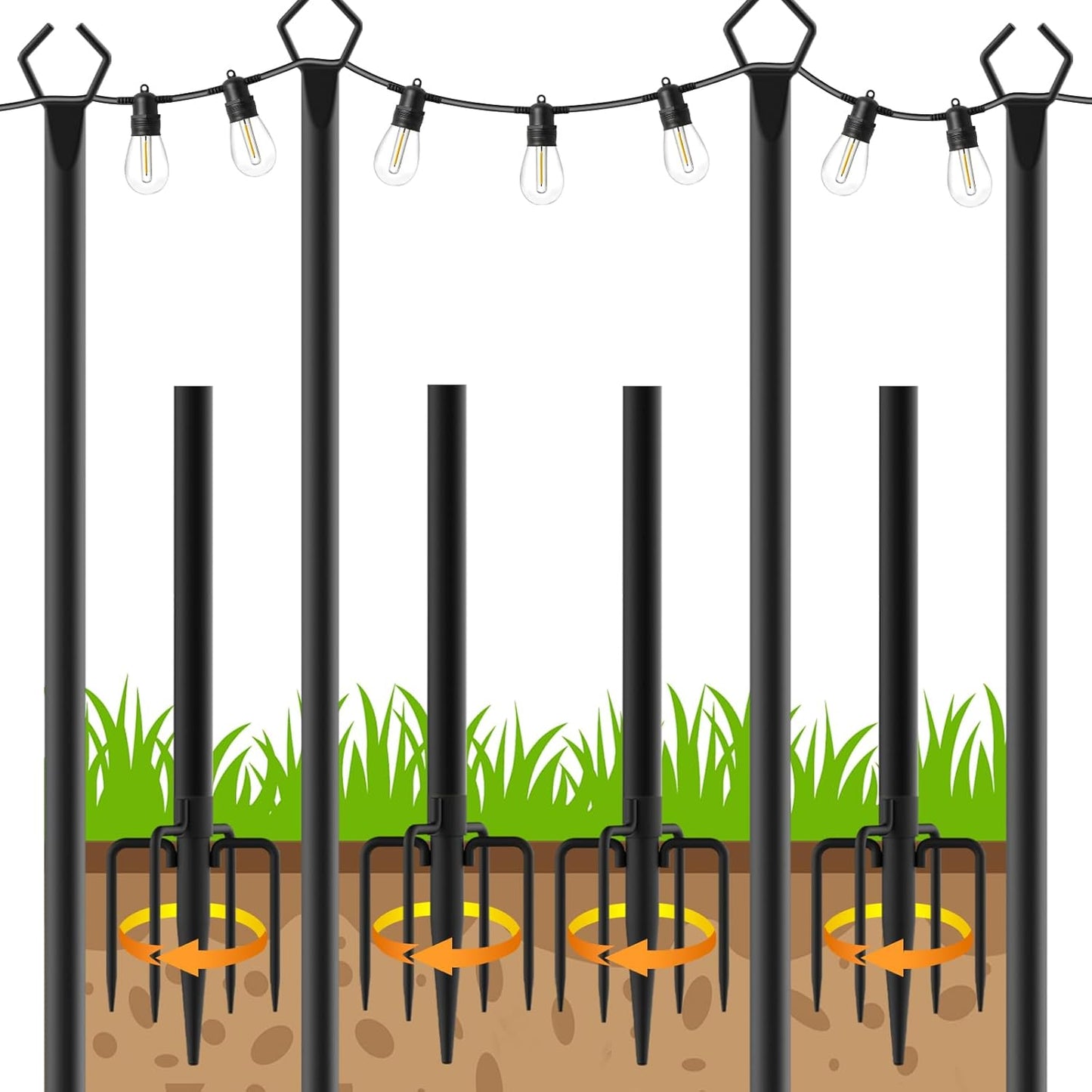10ft Outdoor String Light Poles for Decks and Gardens