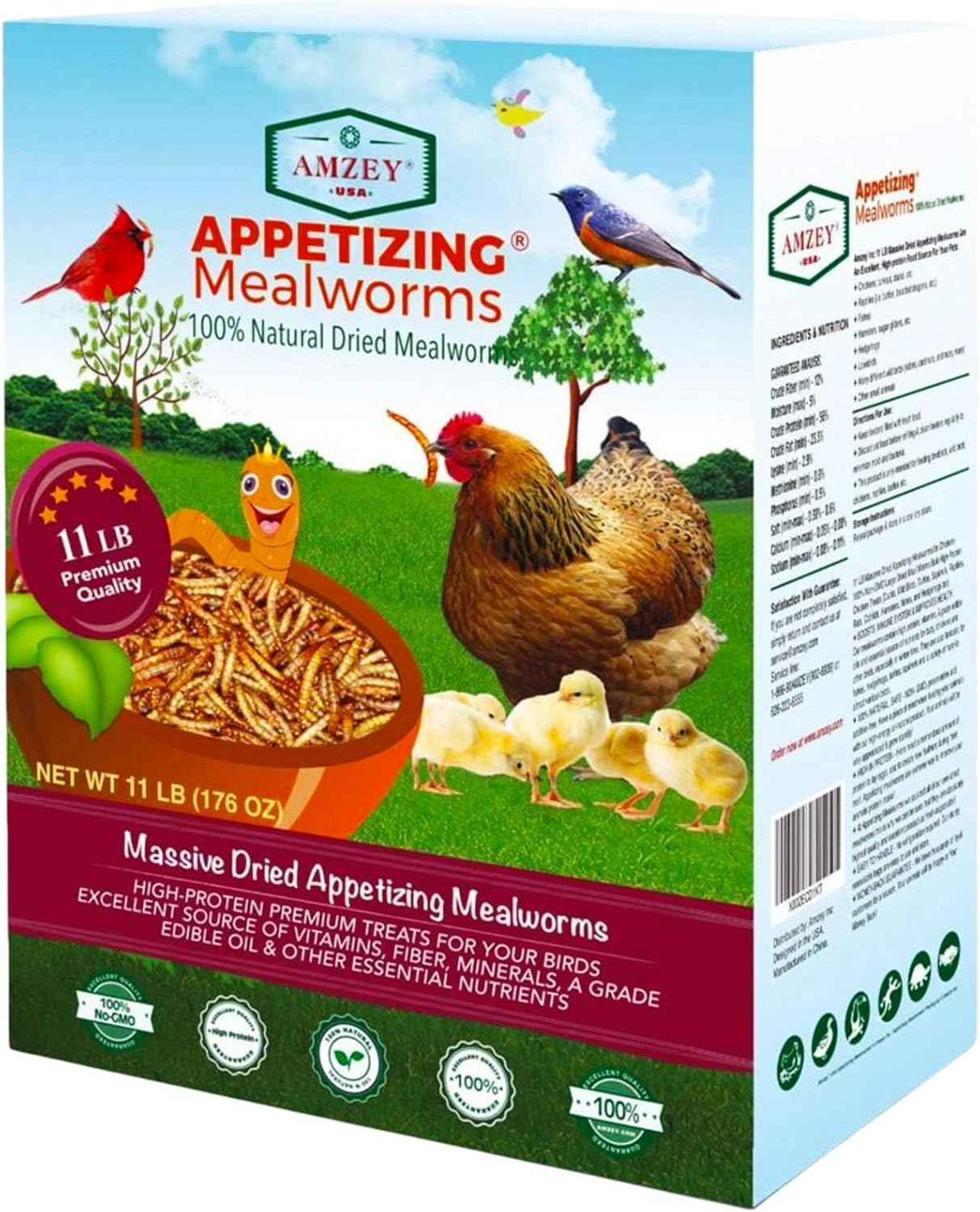 Dried Mealworms 11 LBS - High Protein Natural Feed for Animals