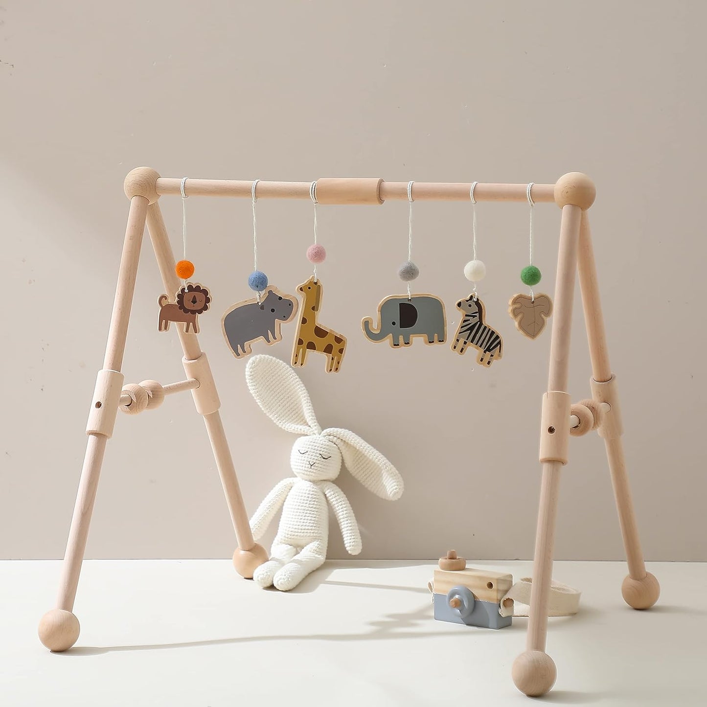Wooden Baby Gym with 6 Toys for Activity and Fun Growth