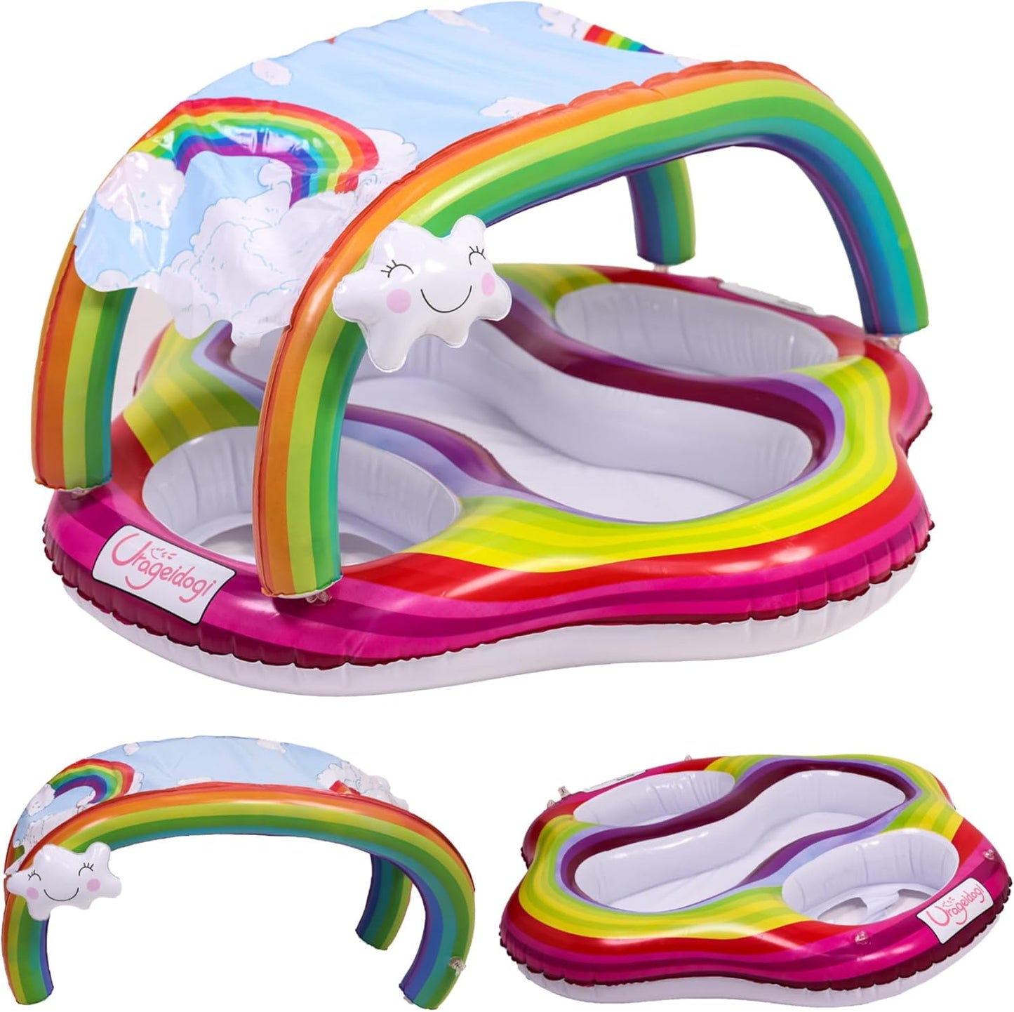 Double the Fun! Twin Baby Pool Float with Canopy