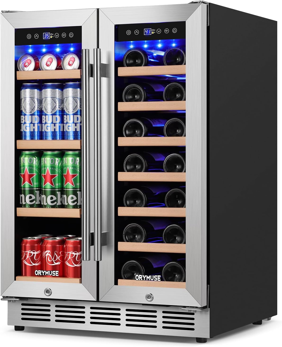 24 Inch Dual Zone Wine and Beverage Refrigerator for Home Use
