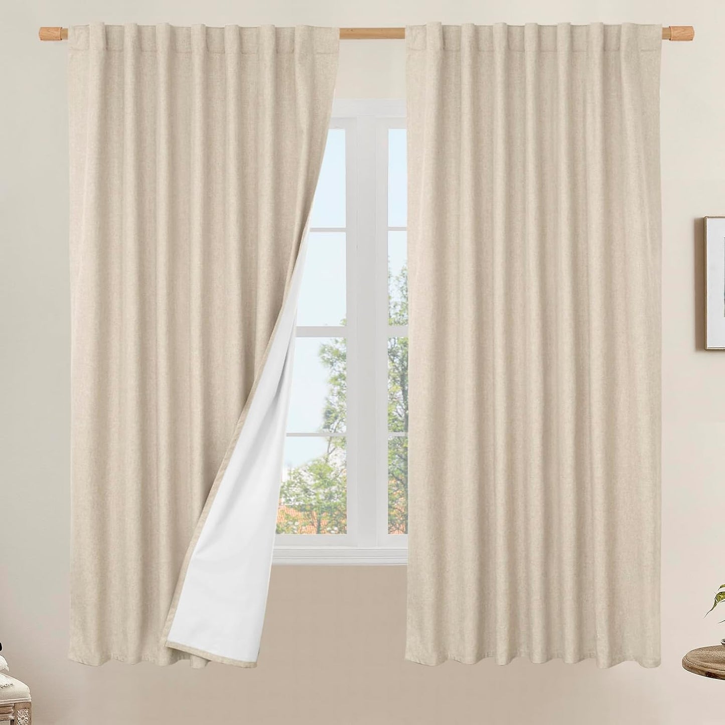 100% Blackout Linen Curtains for Full Room Darkening Effect