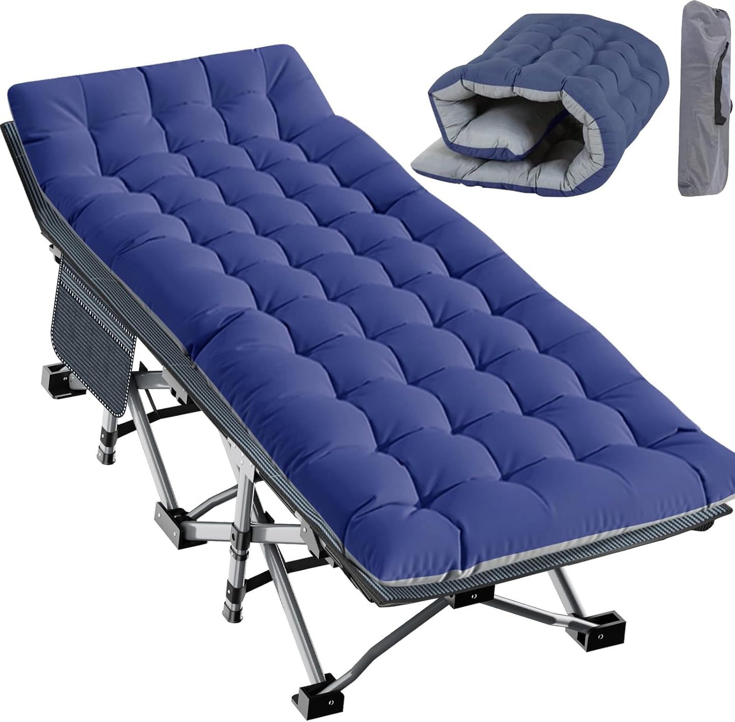 Oversized XXL Folding Camping Cot for Adults with Pad and Carry Bag