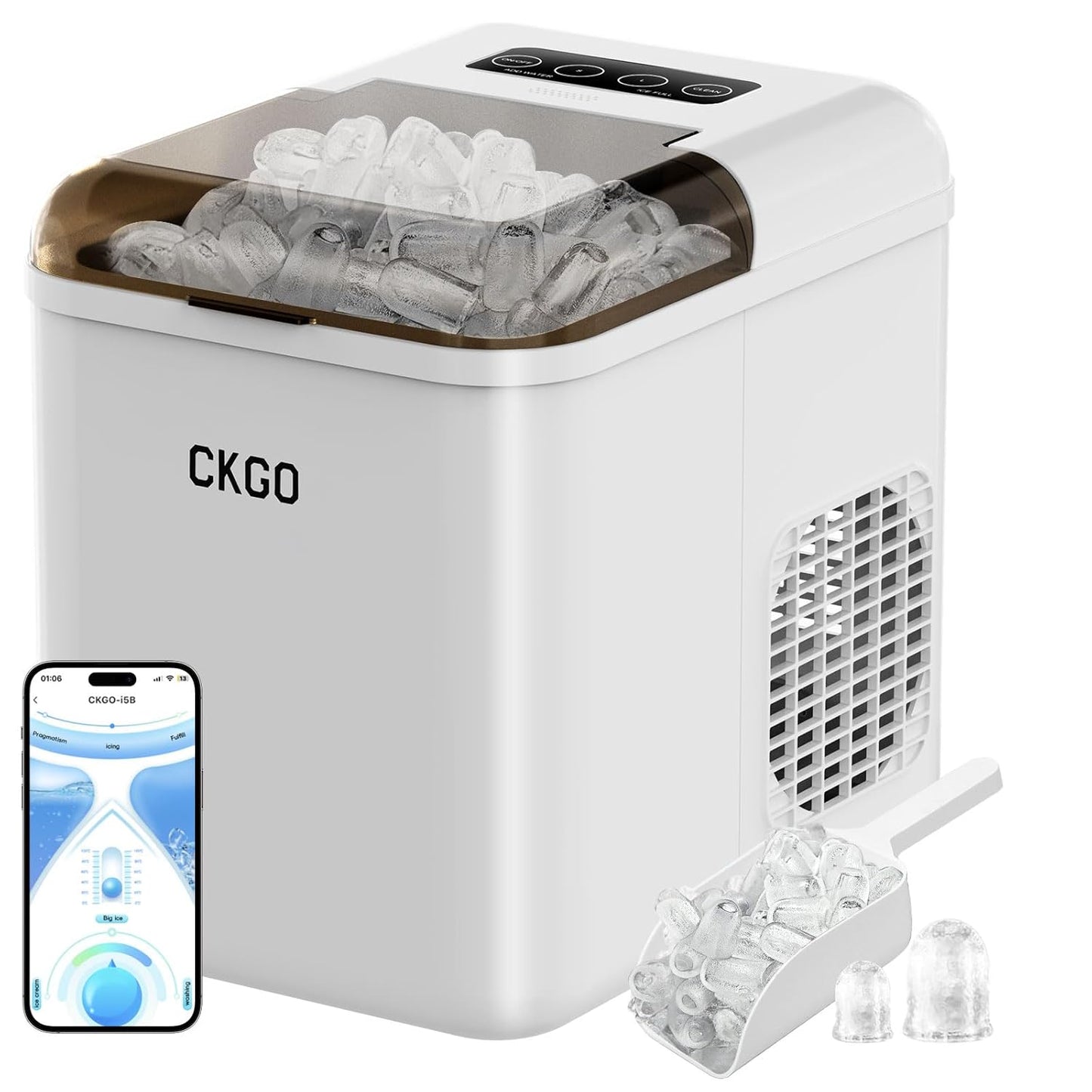 JOYPLANET Smart Ice Maker: 33lbs/Day, Self-Cleaning, Wi-Fi, 2 Sizes - Home, Camping!