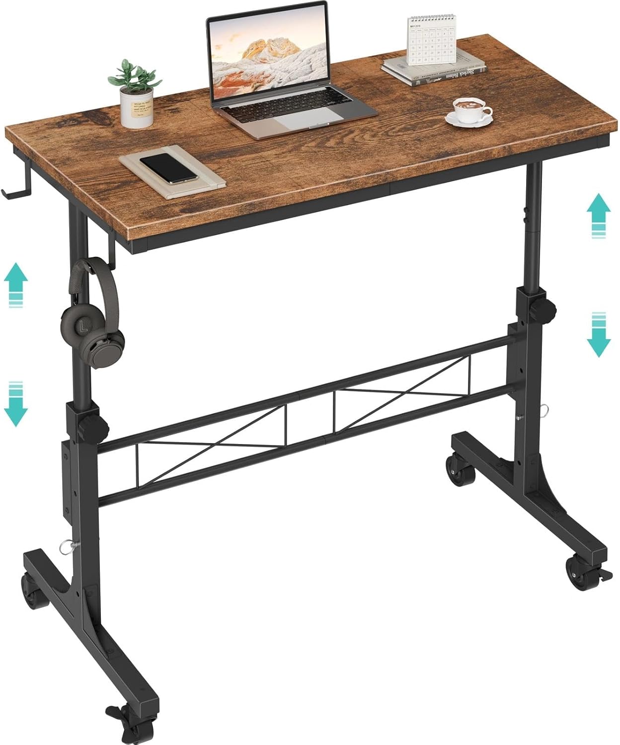 WINAZ Small Portable Rolling Standing Desk for Versatile Use