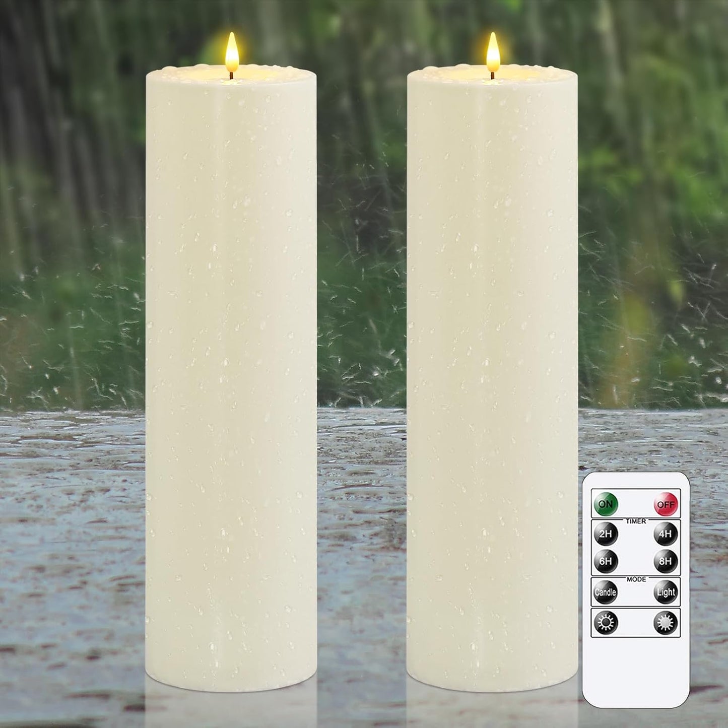 4 x 14 Flameless Flickering Waterproof Candles for Outdoors