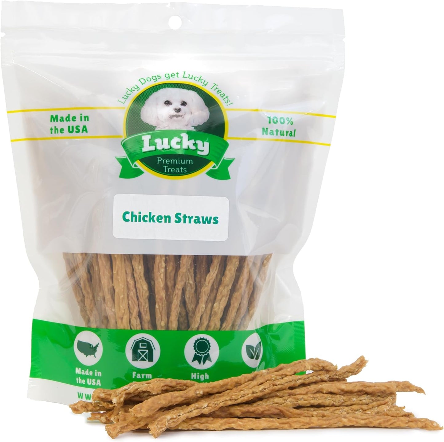 Lucky Premium Chicken Straws - USA Made Crunchy Treats