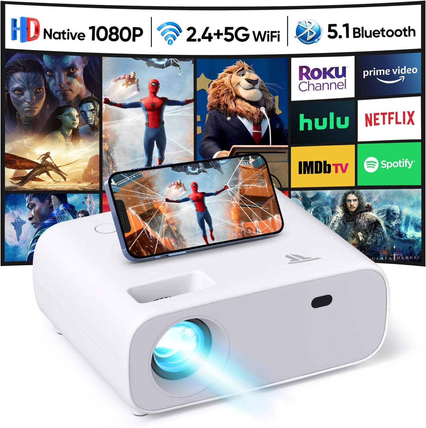 Wielio 18000 Lumen WiFi Bluetooth Projector