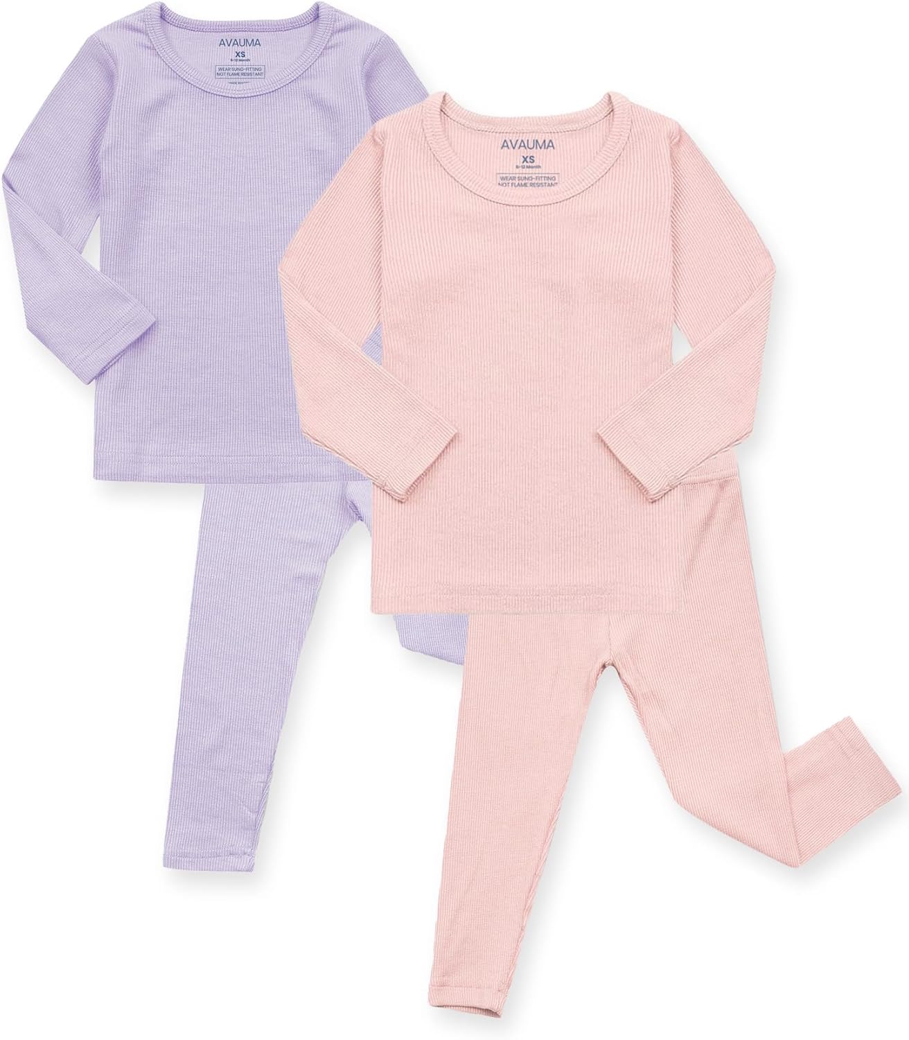 AVAUMA Baby Pajama Set for Kids - Snug Fit Ribbed Sleepwear