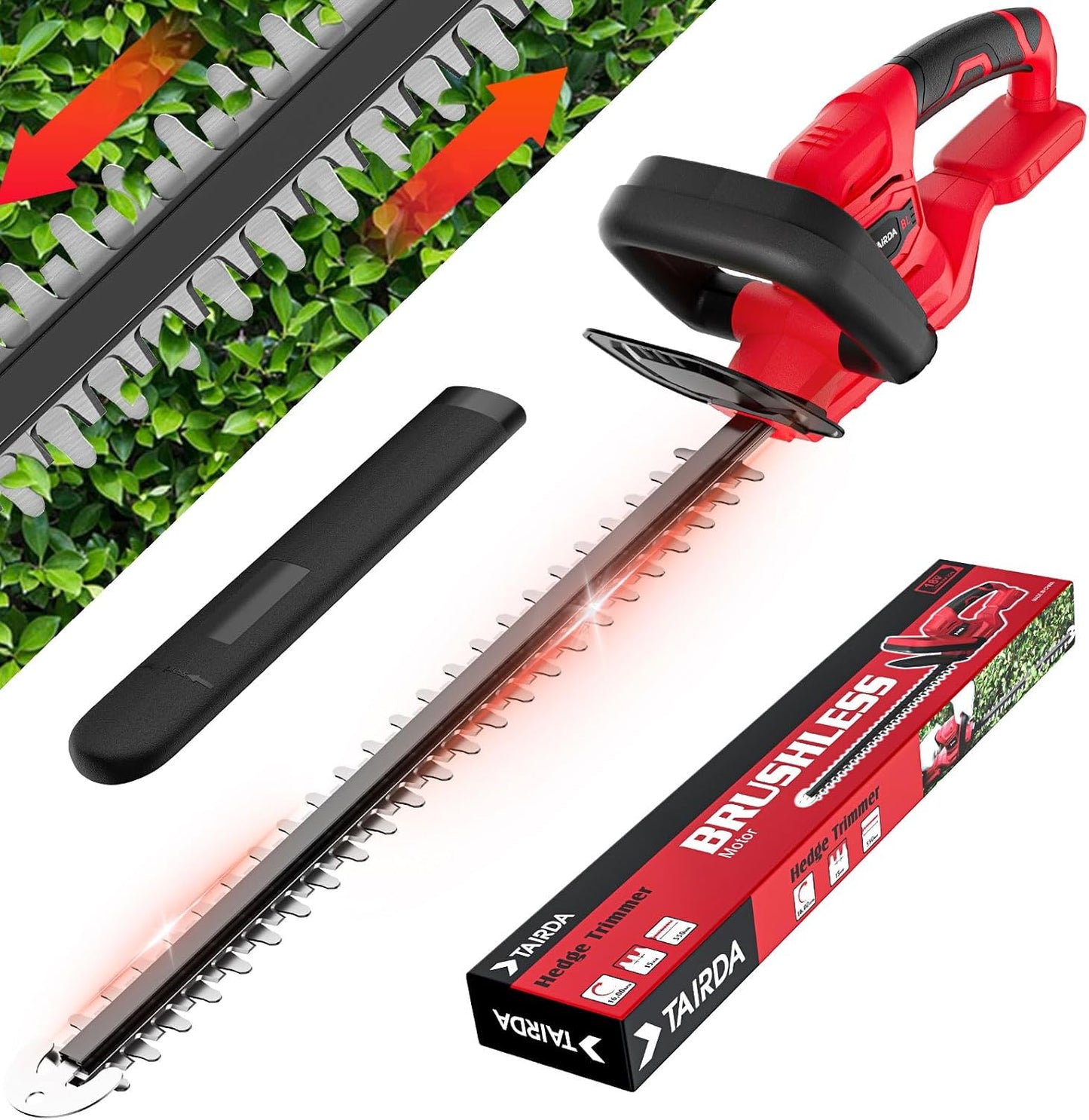 Cordless Electric Hedge Trimmer with 22ft' Dual-Action Blade