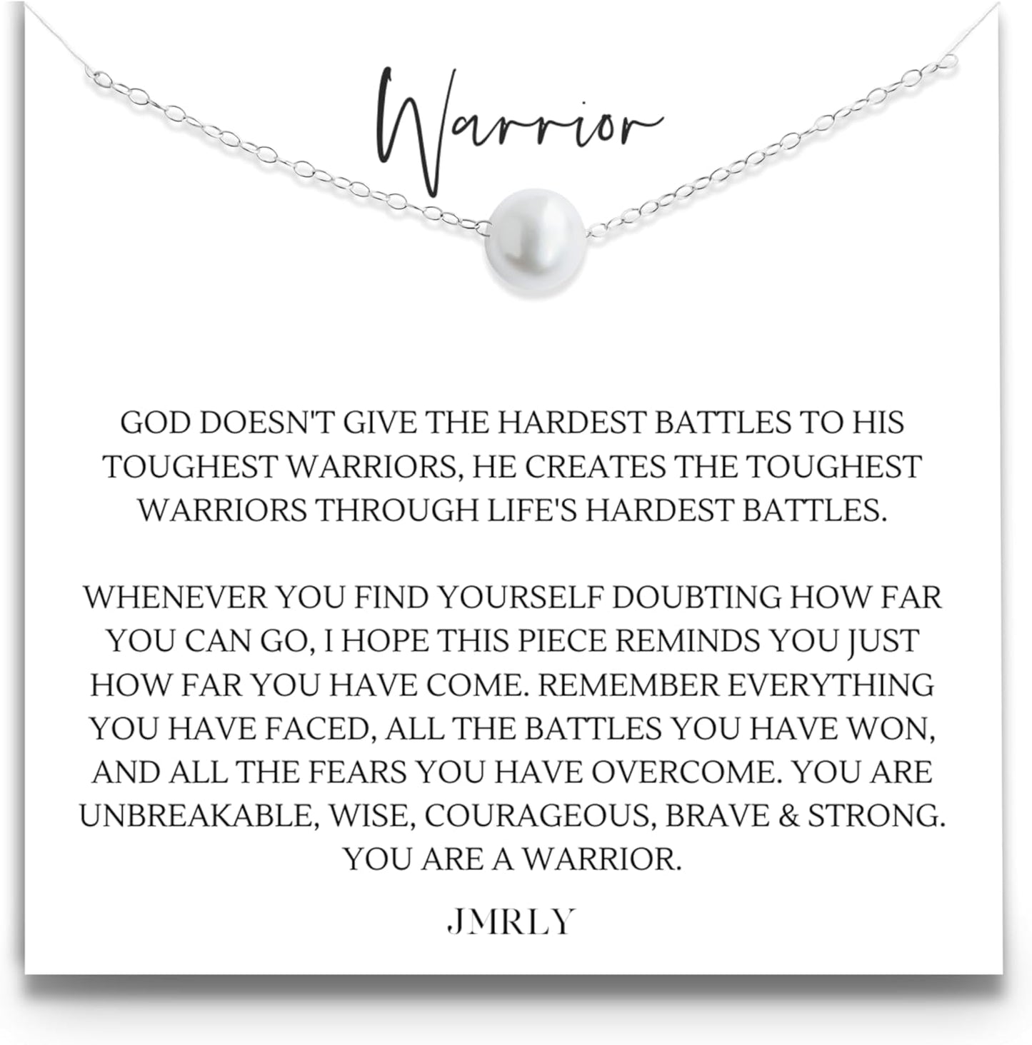 Warrior Necklace with Freshwater Pearl on Sterling Silver Chain