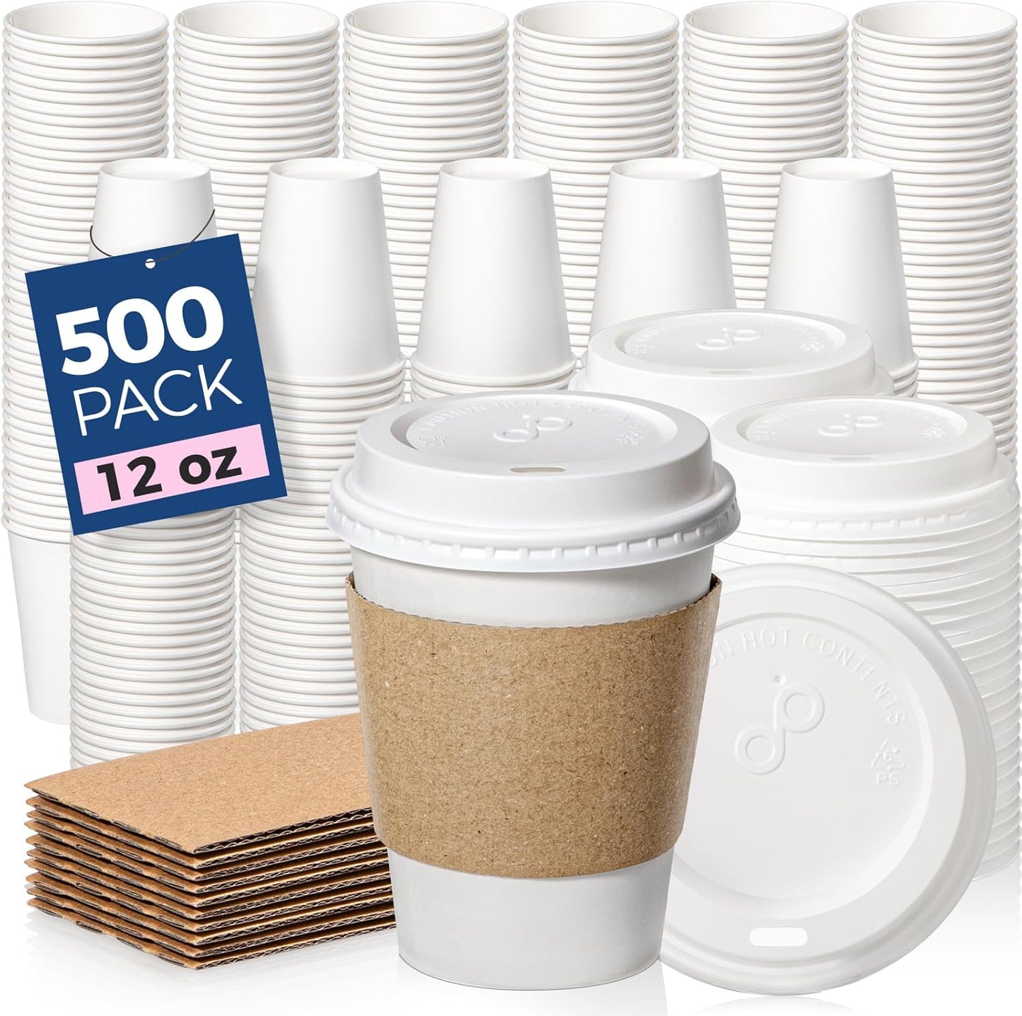 Durable Hot Paper Cups with Lids for Coffee and Beverages