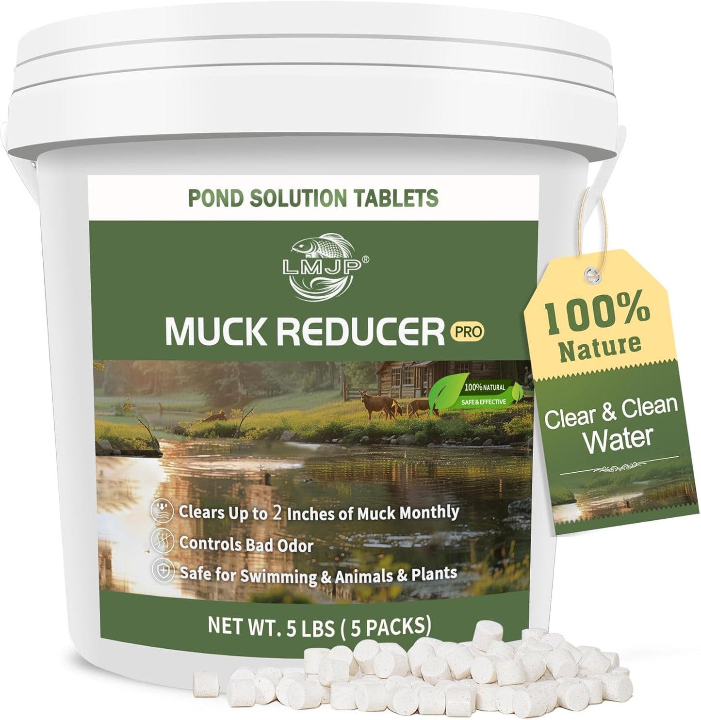 Muck Reducer Tablets for Ponds & Lakes - Natural Sludge Solution