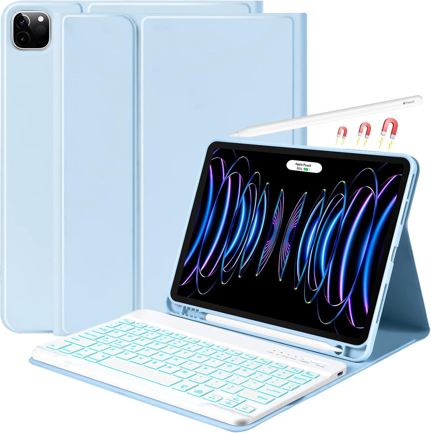 Keyboard Case for iPad Air 11 Inch with Wireless Detachable Keyboard