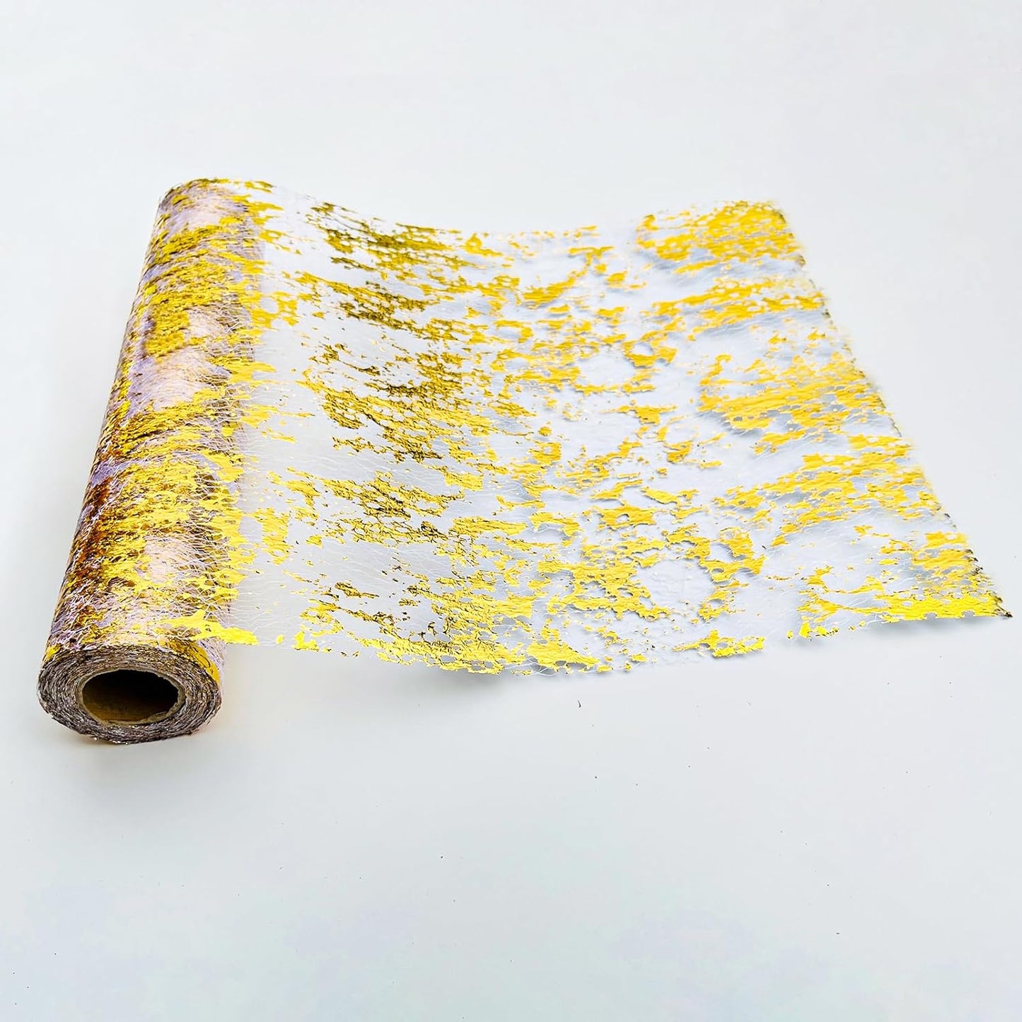 100ft Metallic Gold Mesh Sheer Table Runner for Elegant Events