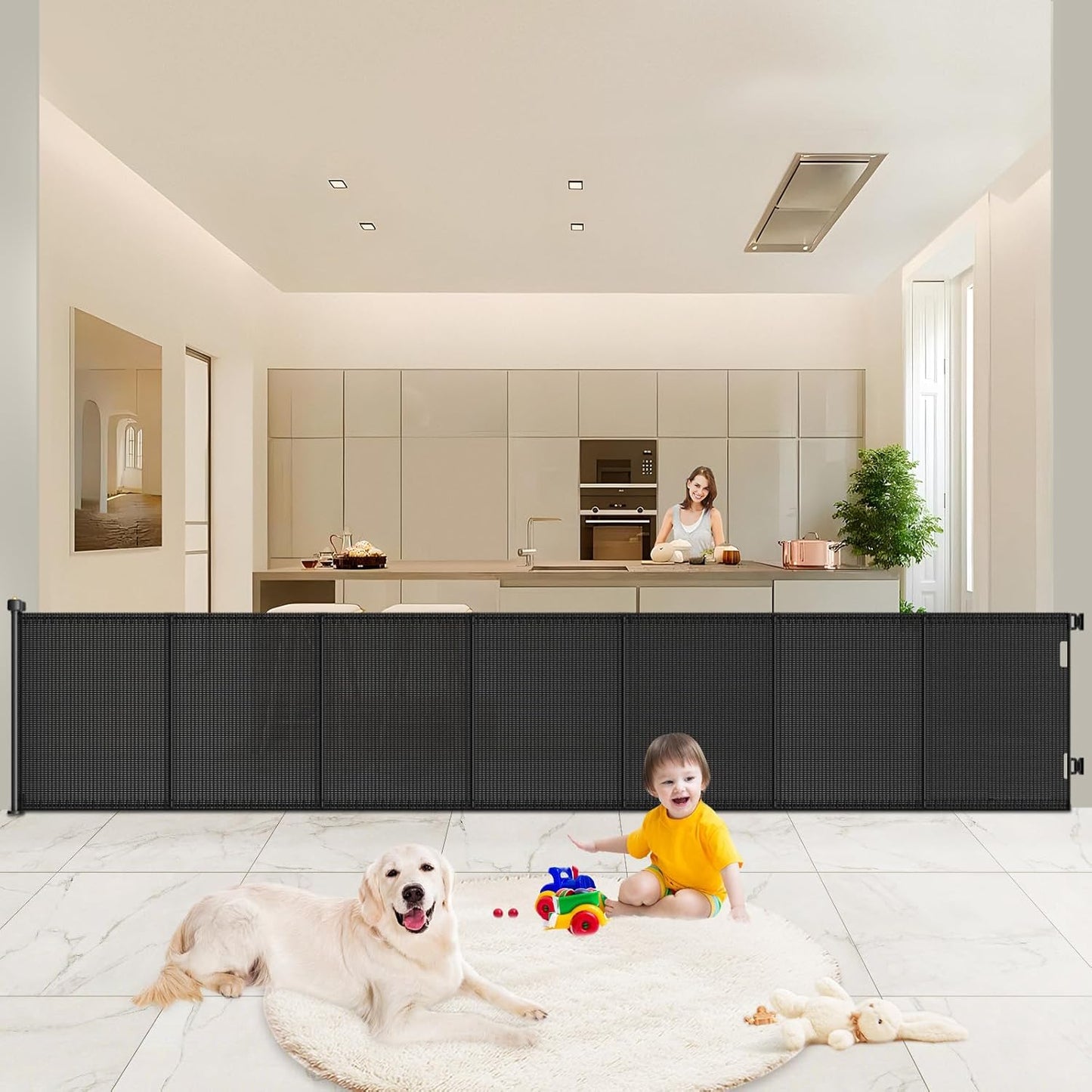 Pawtners Retractable Baby Gates Extra Wide for Indoor & Outdoor