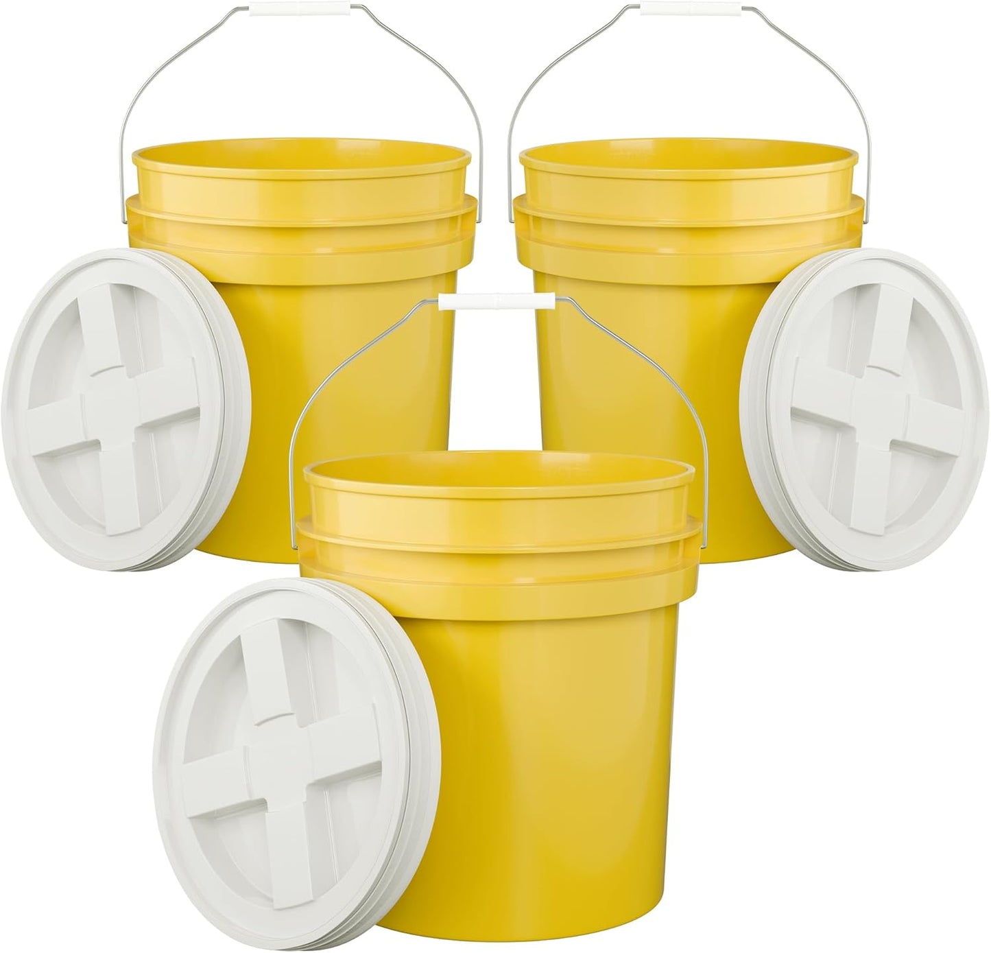 5-Gallon Yellow Bucket Pail with Airtight Lid for Storage
