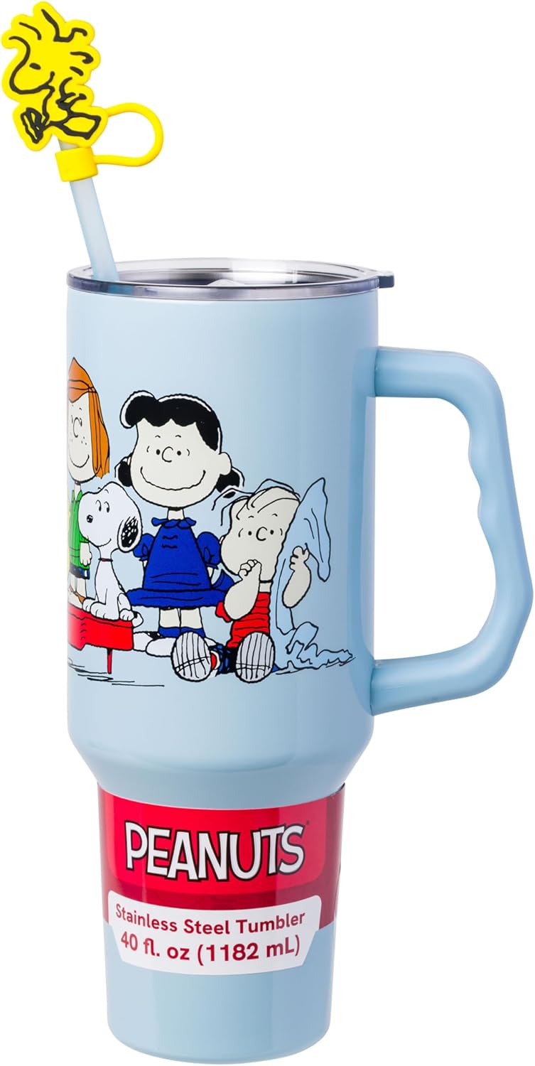 Peanuts Snoopy Gang Logo Stainless Steel Tumbler with Straw