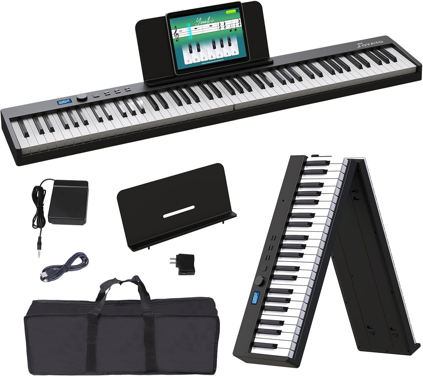Folding Piano Keyboard 88 Key with Bluetooth and MIDI Support