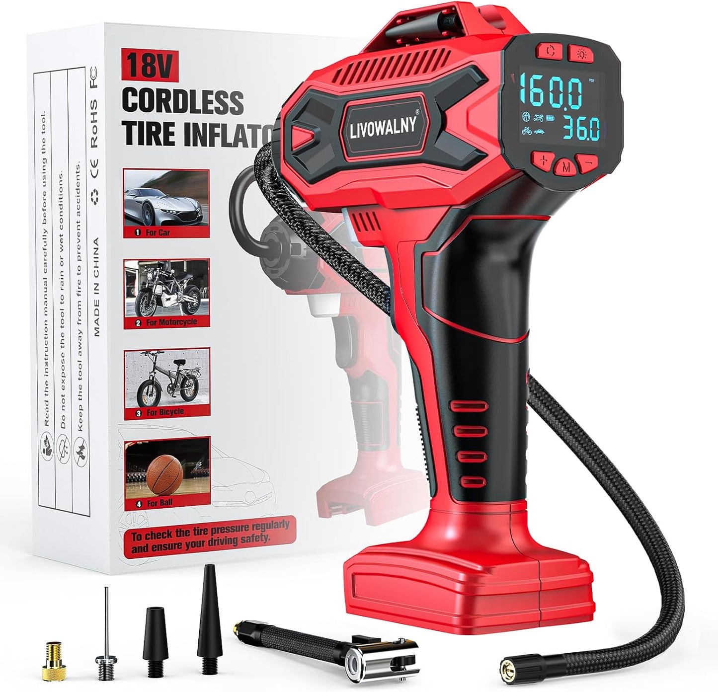 LIVOWALNY 160 PSI Cordless Air Compressor