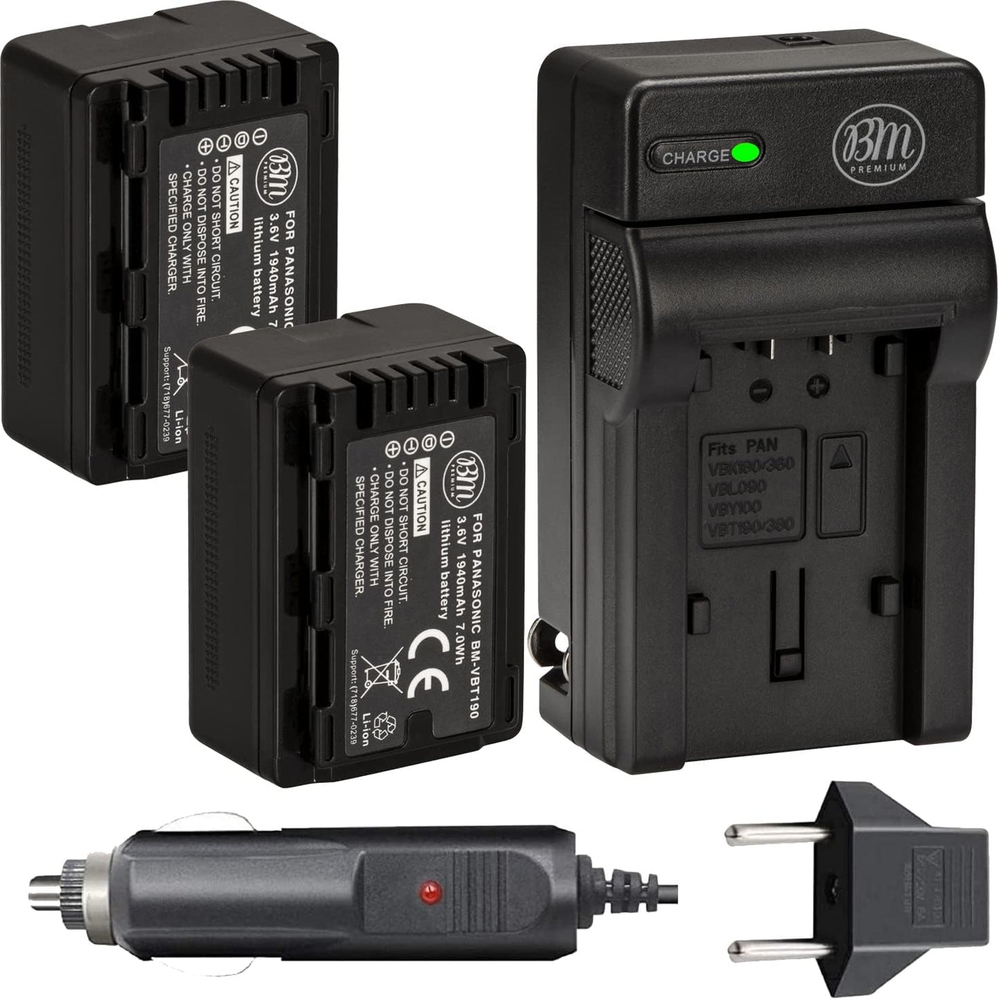 VW-VBT190 Battery and Charger Set for Panasonic Camcorders