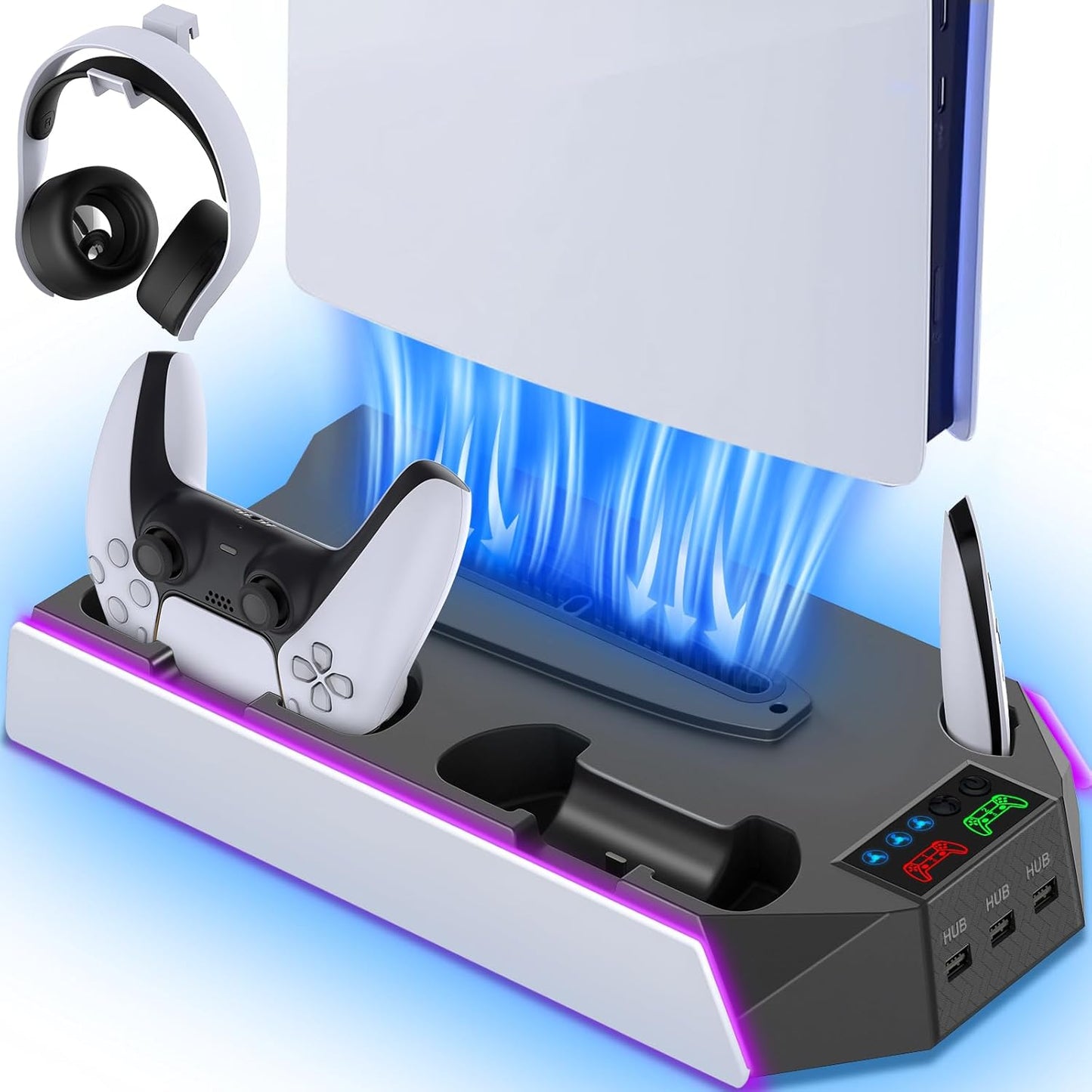 PS5 Cooling Station with Controller Charger and USB Hubs