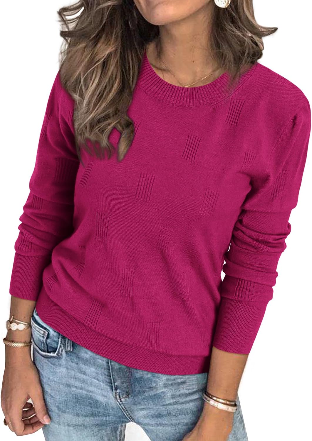 Arach&Cloz Women's Soft Knit Sweater Dressy Casual Pullover Tops