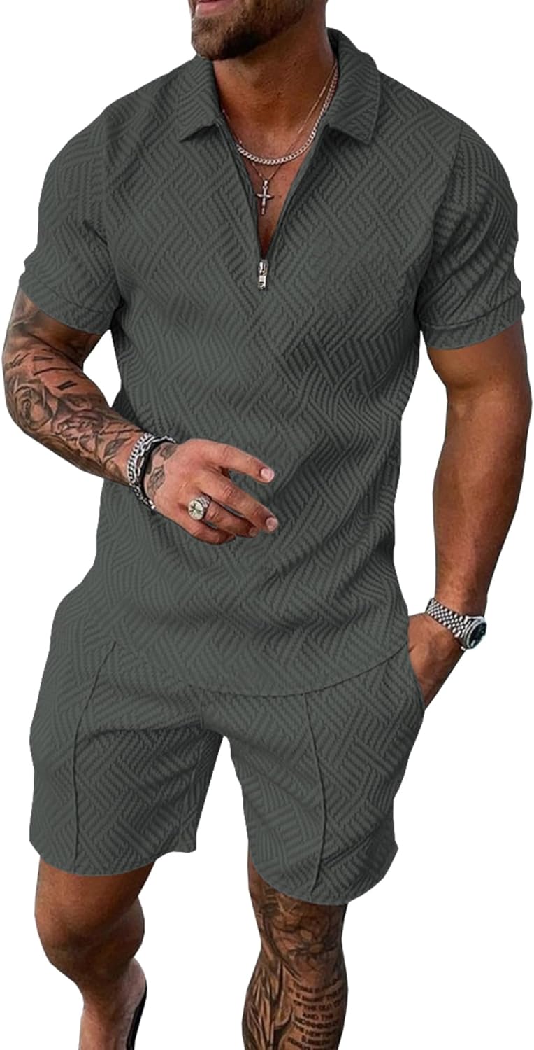 UOUA Mens Summer Track Suits Stylish 2 Piece Shorts Sets