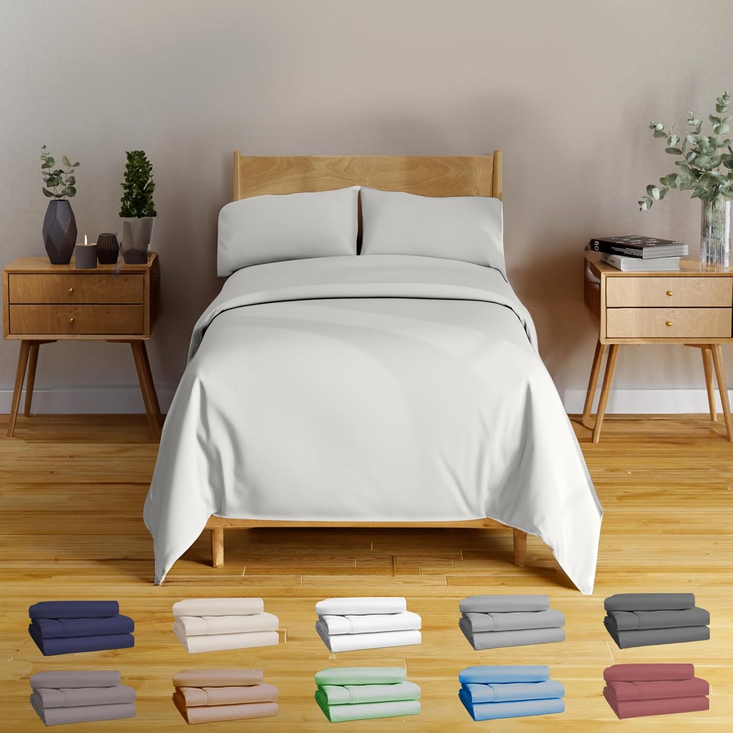 BAMPURE Luxury Bamboo Sheets Set for Twin Beds - Soft & Cool