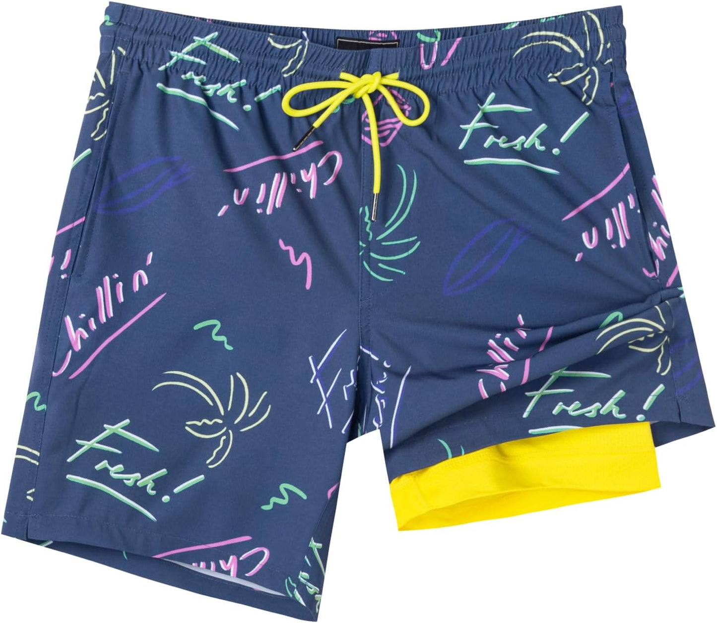 SURF CUZ Mens Swim Trunks with Compression Liner for Comfort
