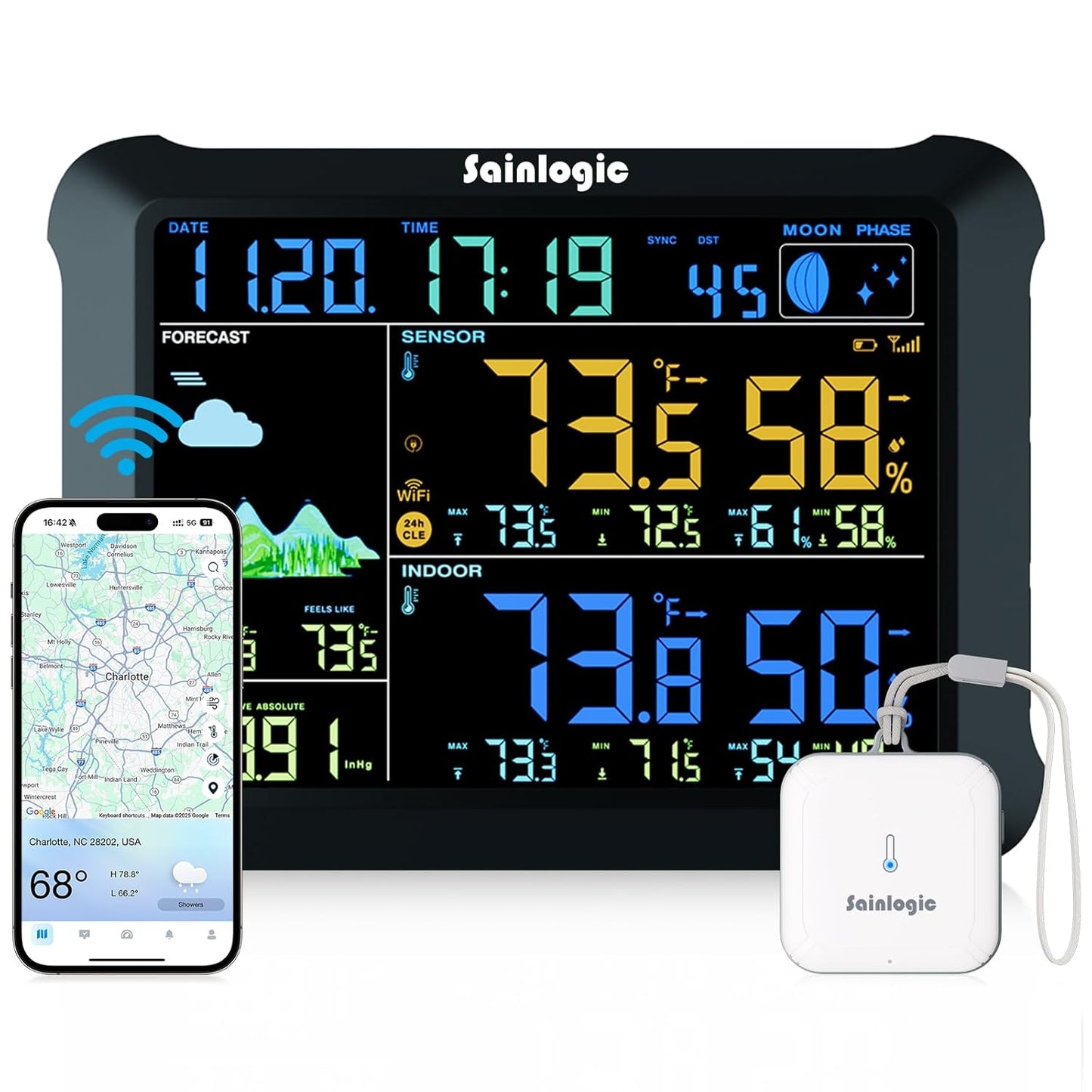Sainlogic WiFi Smart Weather Station with 24/7 Accurate Forecasts