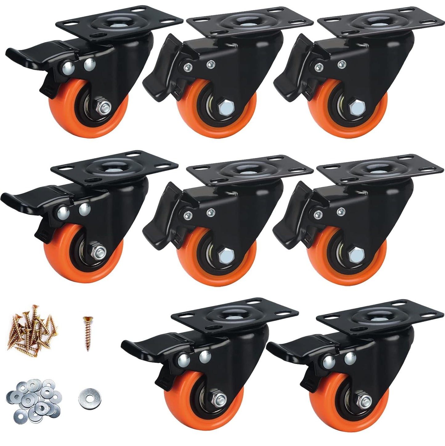 2 Inch Caster Wheels Set of 8 Heavy Duty for Furniture and Workbench