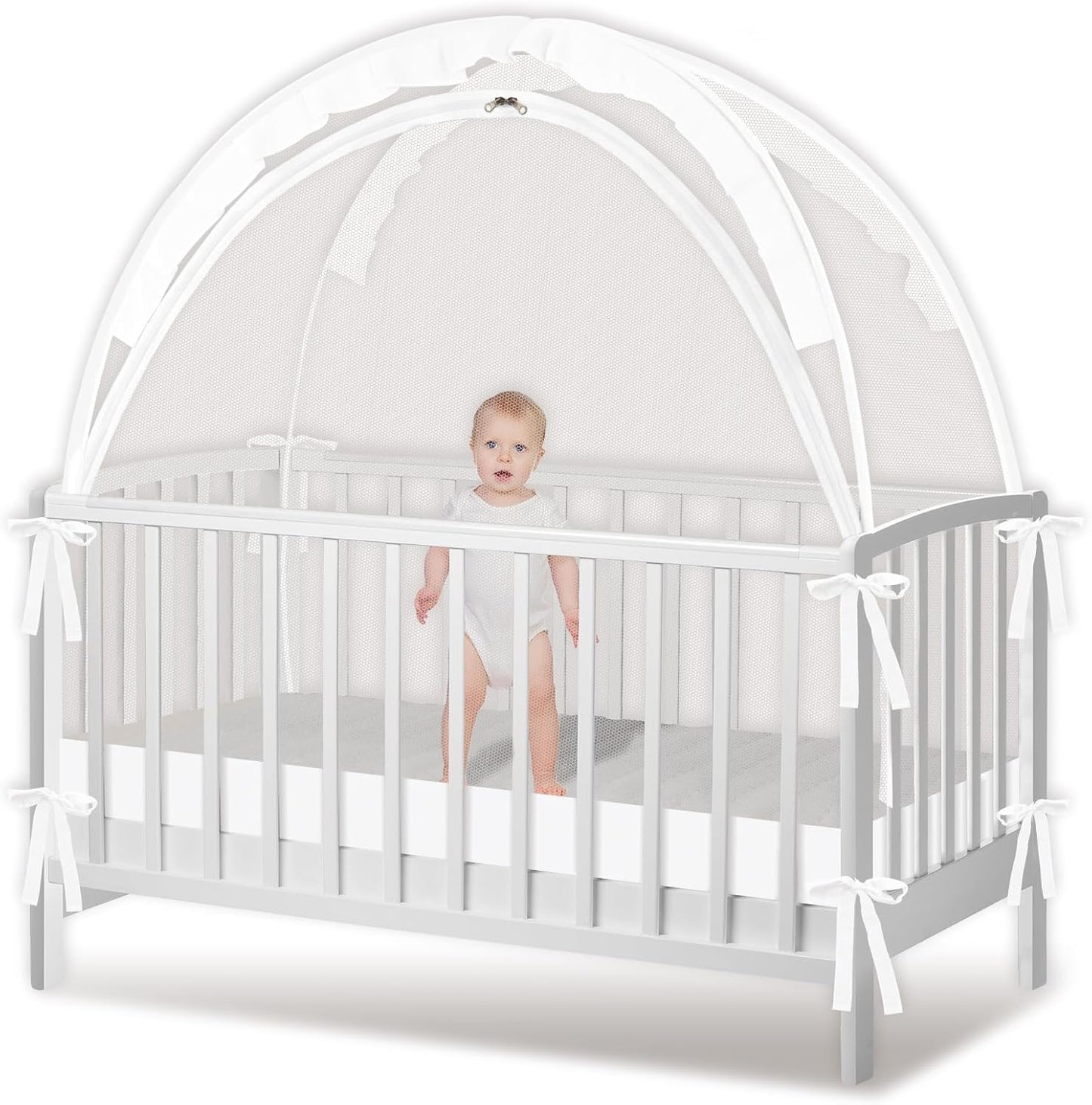 Crib Tent for Baby Safety - Pop Up Canopy with Clear Visibility