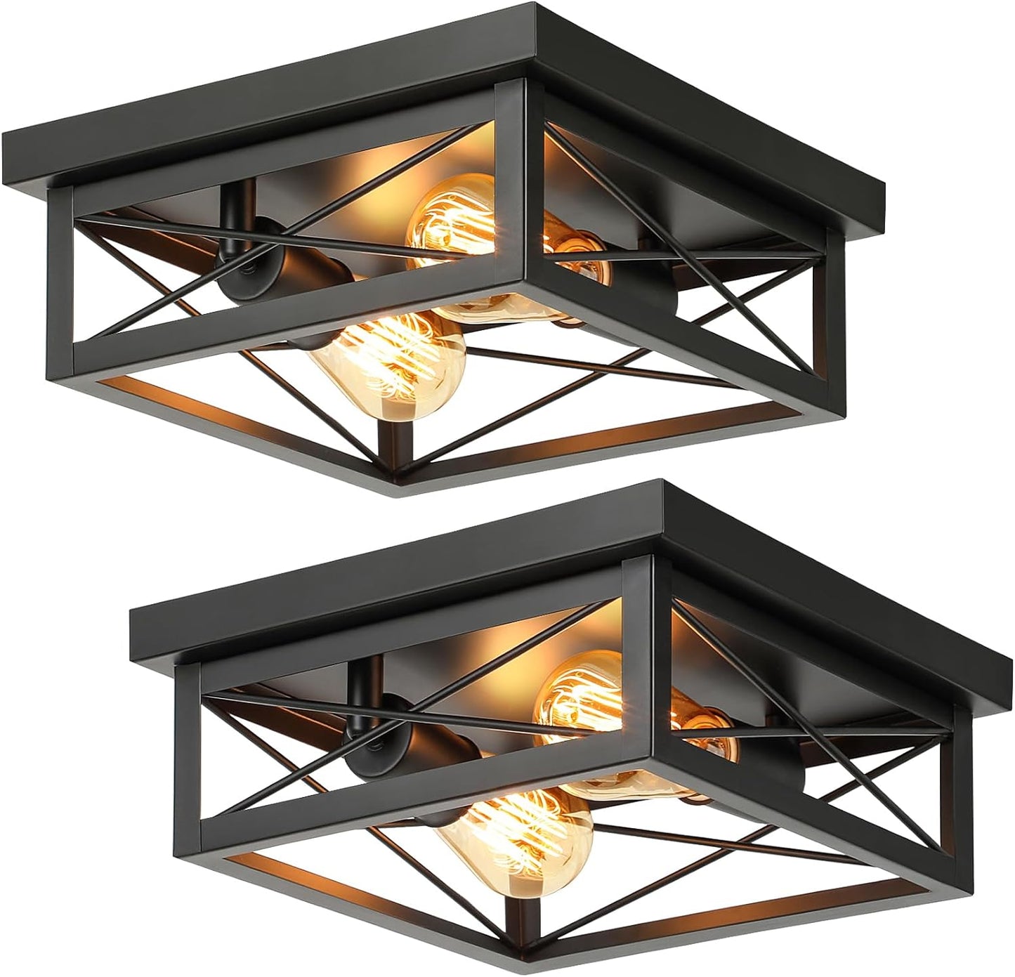 Industrial Square Flush Mount Ceiling Light for Modern Spaces