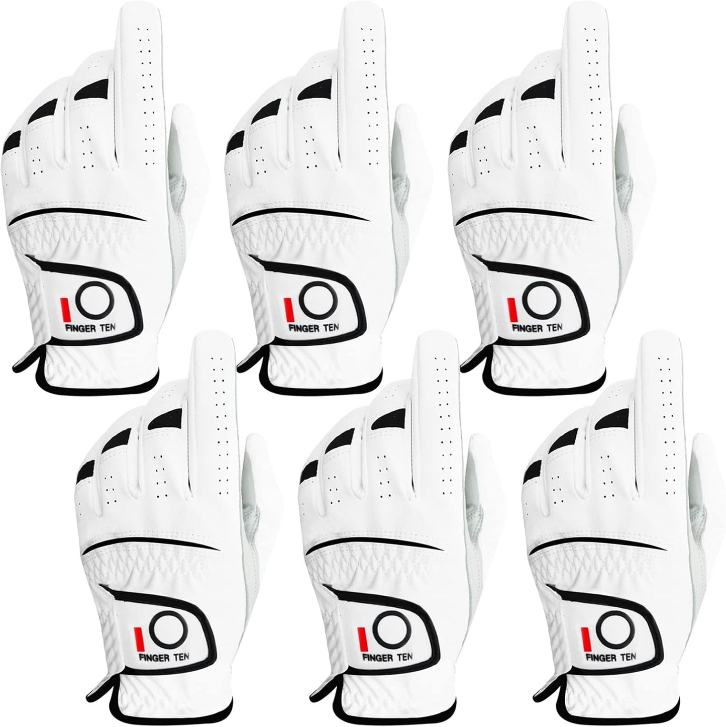 FINGER TEN Golf Gloves for Men - All Weather Leather Grip