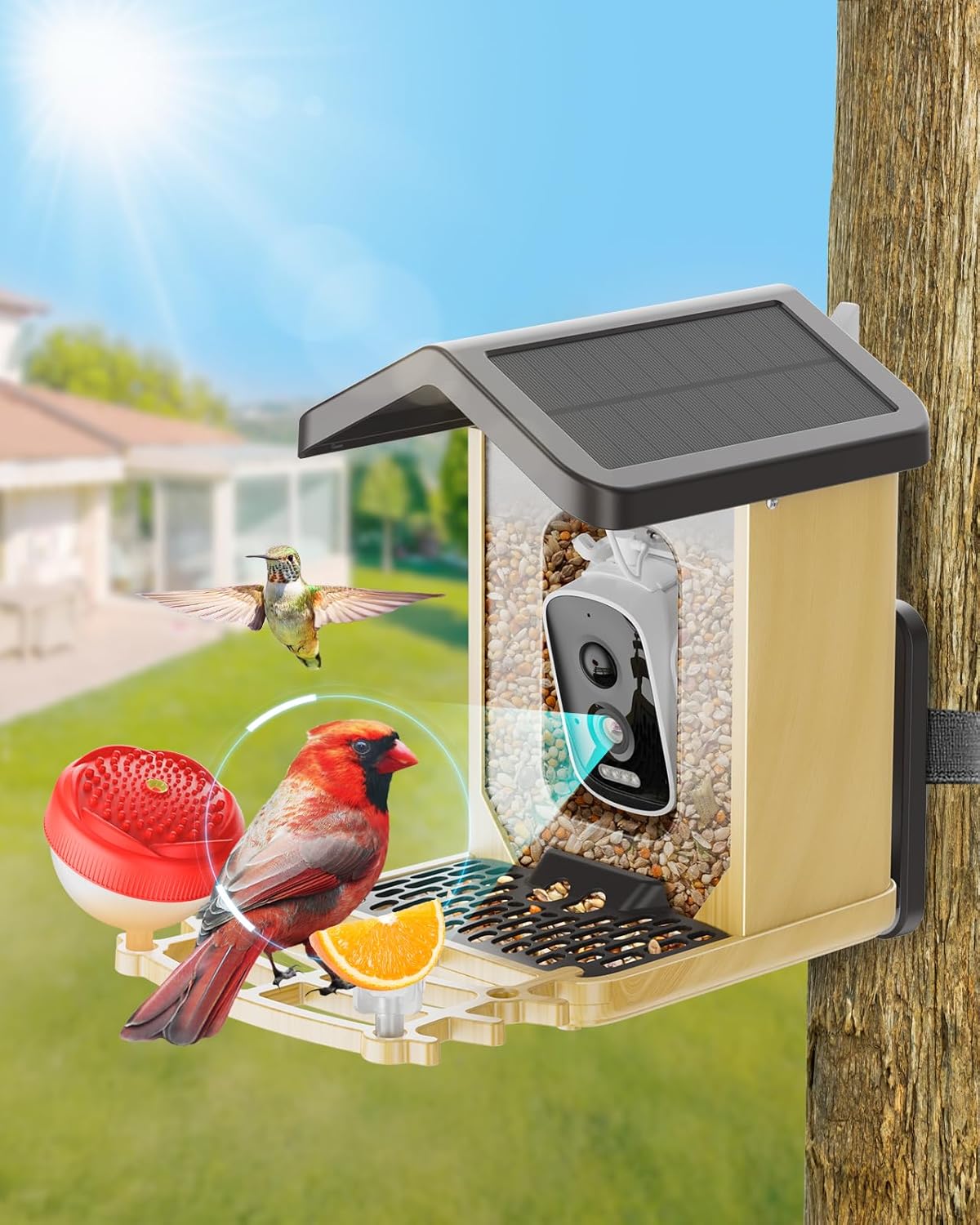AI Bird Feeder: Solar Power, 32GB SD, Squirrel Proof, Ideal Gift