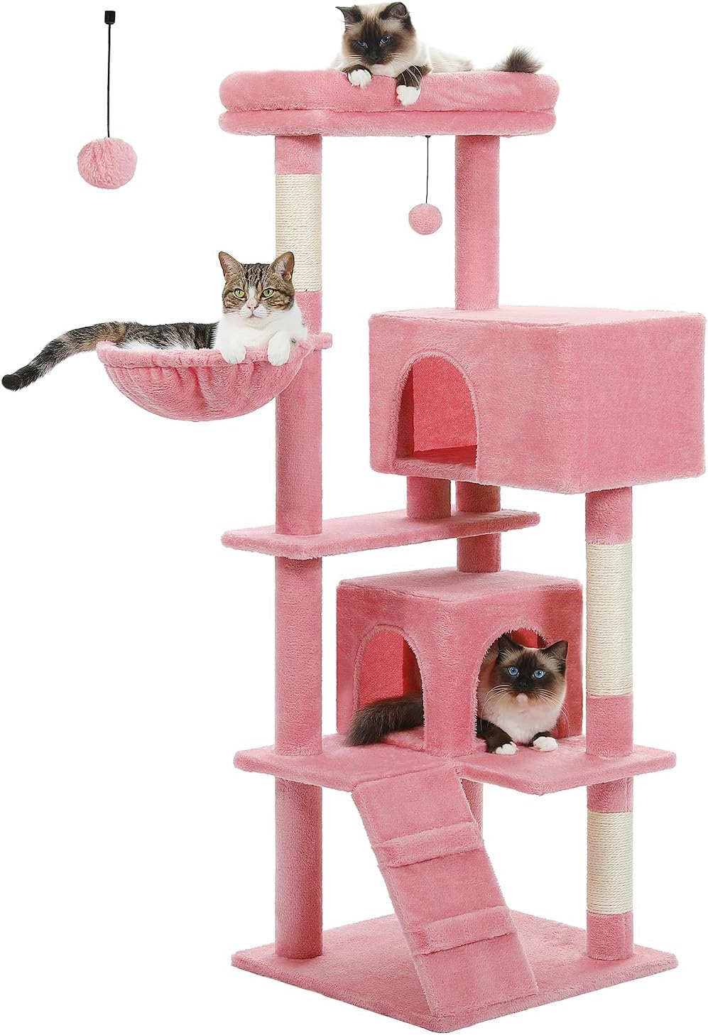 Pink Cat Tree for Large Cats with Super Large Top Perch