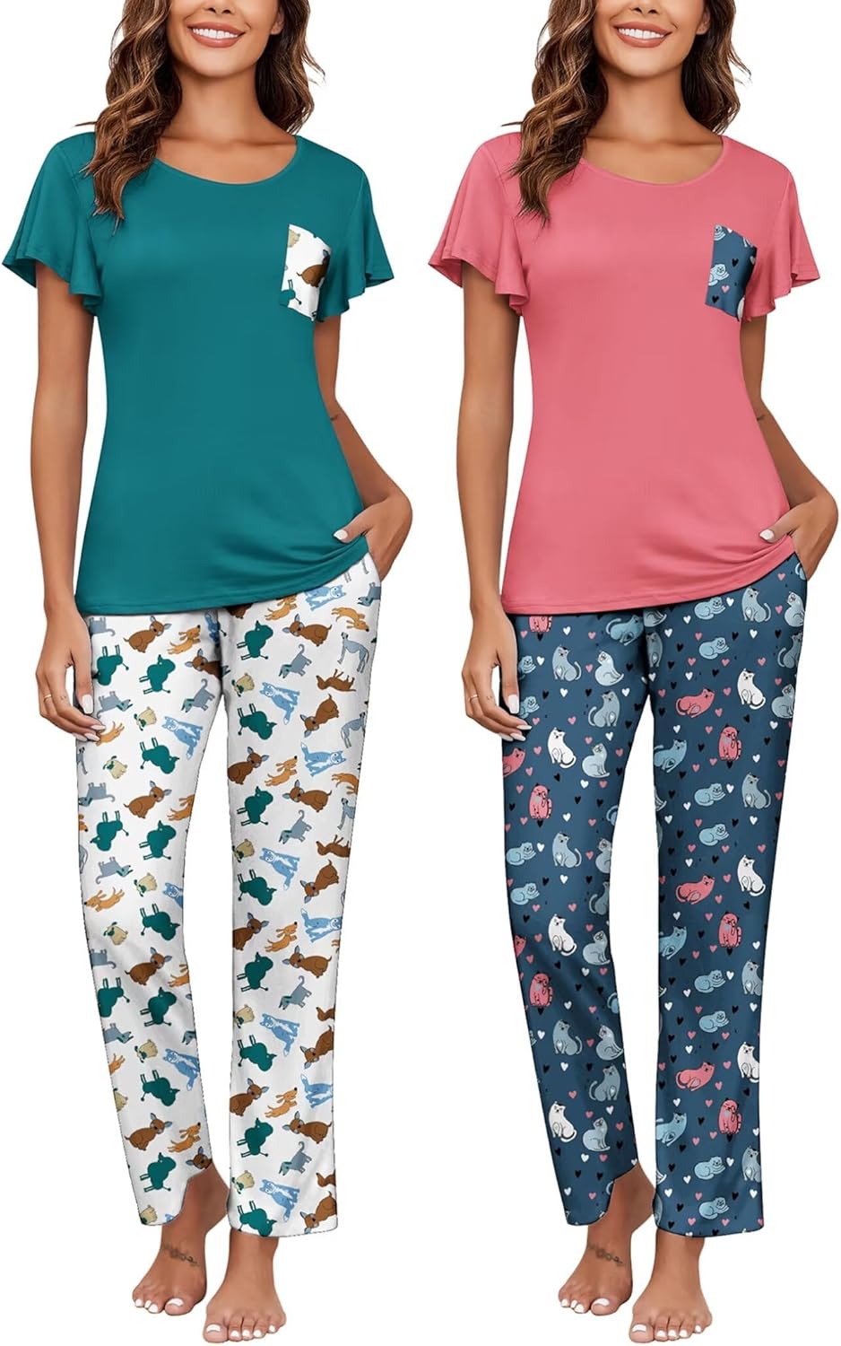Ekouaer Womens Pajama Sets Soft Sleepwear with Pockets