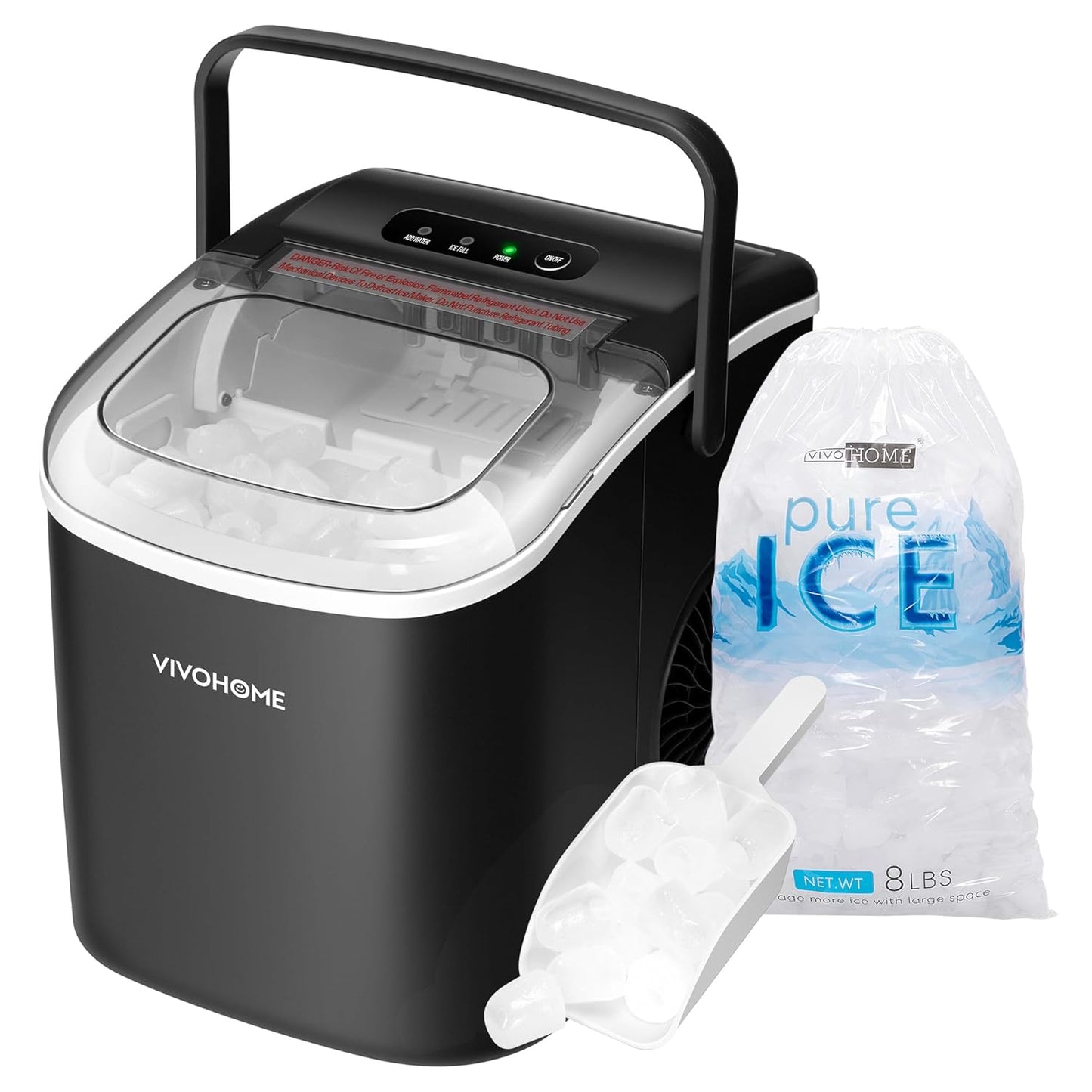 VIVOHOME Portable Ice Maker: 26lbs/Day, 9 Ice Cubes in 6 Mins