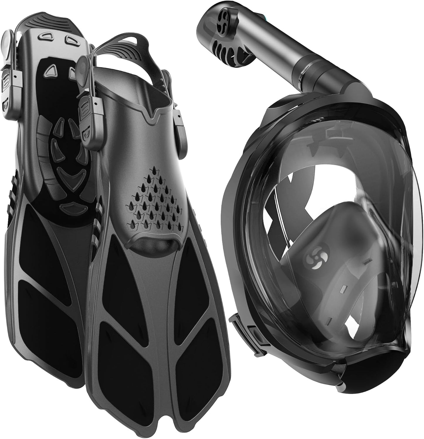 Snorkeling Gear for Adults with Fins - Full Face Snorkel Mask