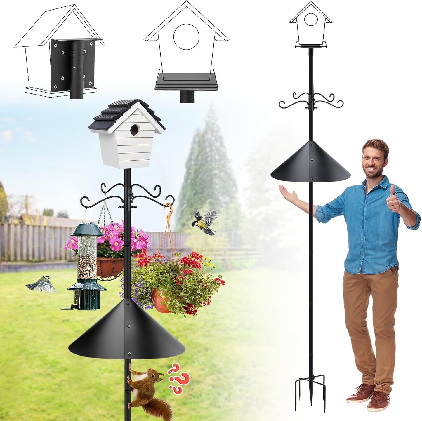 Adjustable Bird Feeder Stand - Squirrel-proof Pole for Garden Birds
