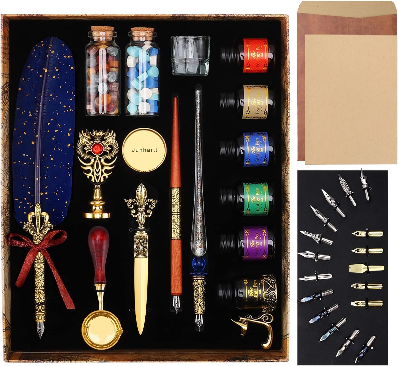 Quill Feather Pen and Ink Set for Elegant Calligraphy Writing